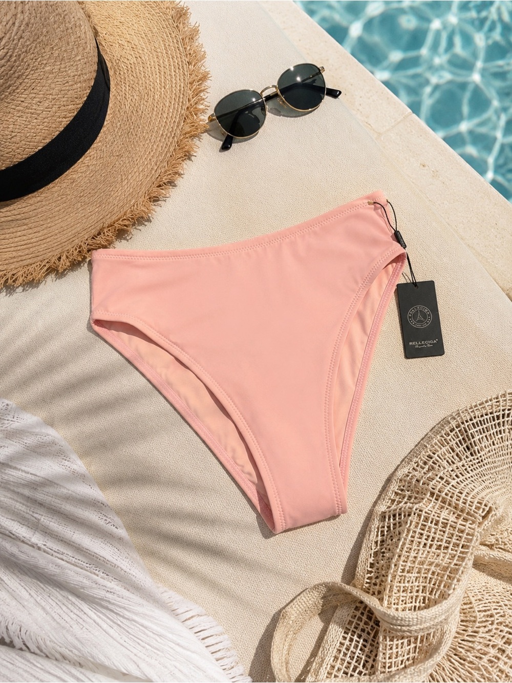 NWT Relleciga Blush Pink High Cut Bikini Bottom Size Small